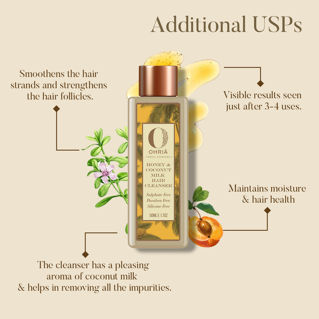 Additional USPs of Honey & Coconut Milk Hair Cleanser - OHRIA AYURVEDA