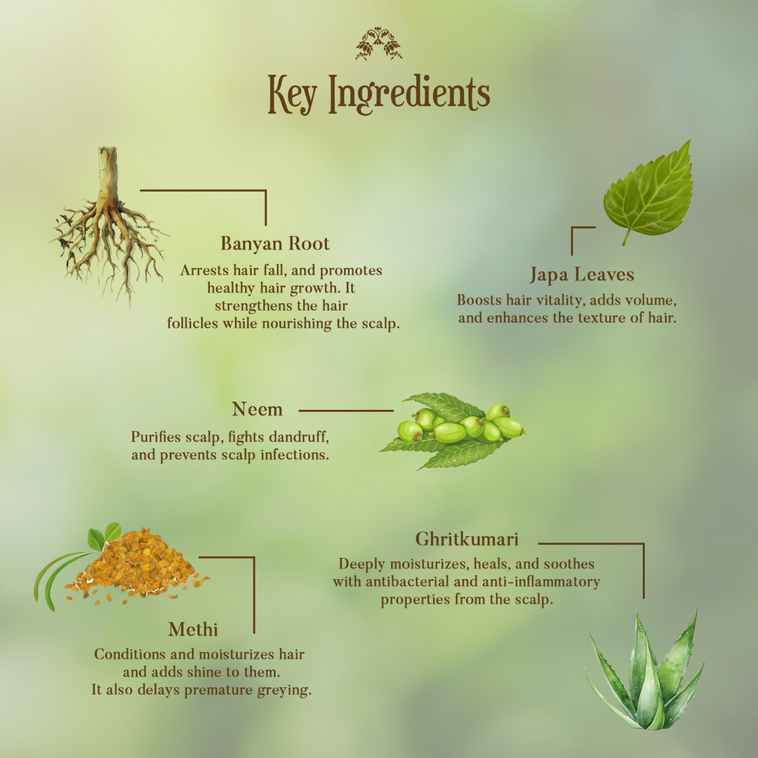 Key Ingredients of Banyan Root Hair Tonic OHRIA AYURVEDA