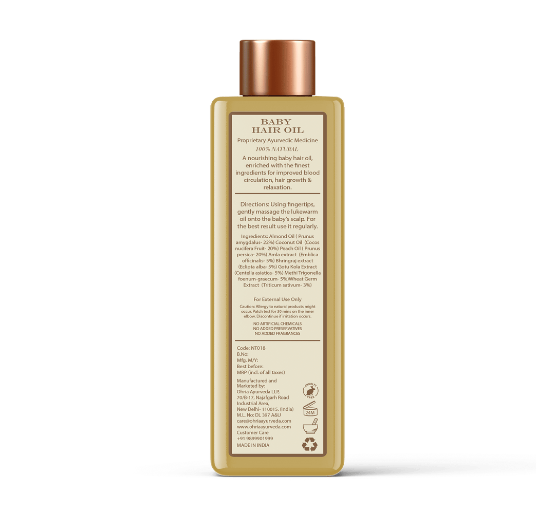 Almond & Gotu Kola Baby Hair Oil - Ohria Ayurveda