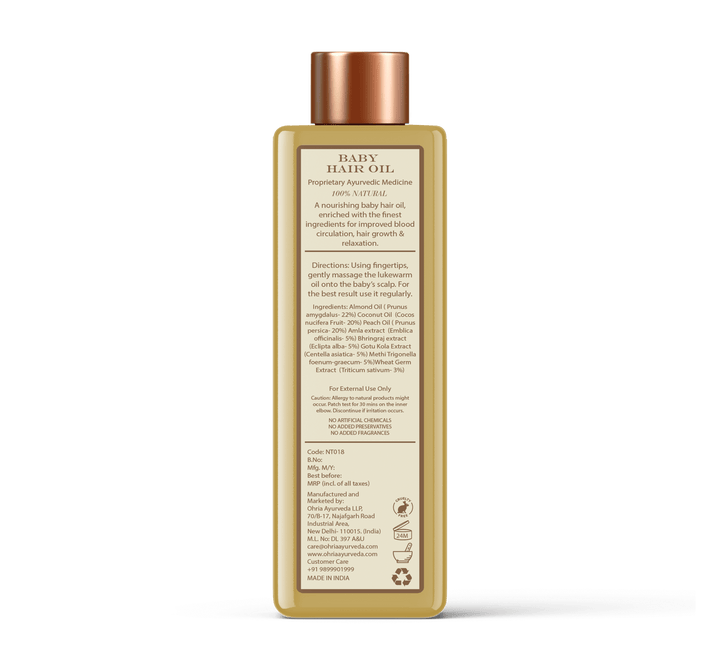 Almond & Gotu Kola Baby Hair Oil - Ohria Ayurveda