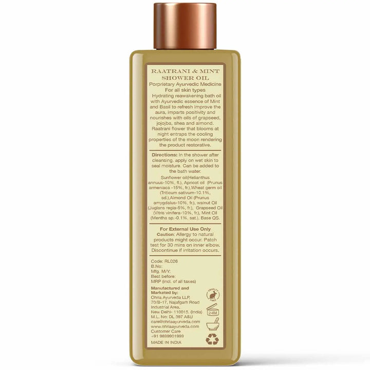 Raatrani & Mint Shower Oil OHRIA AYURVEDA