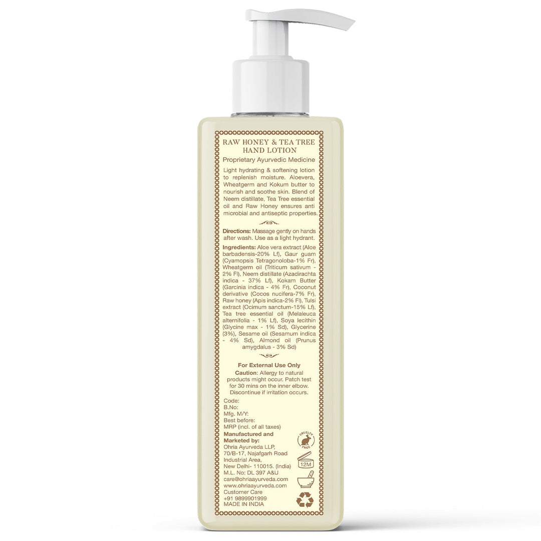 Raw Honey & Tea Tree Hand Lotion OHRIA AYURVEDA