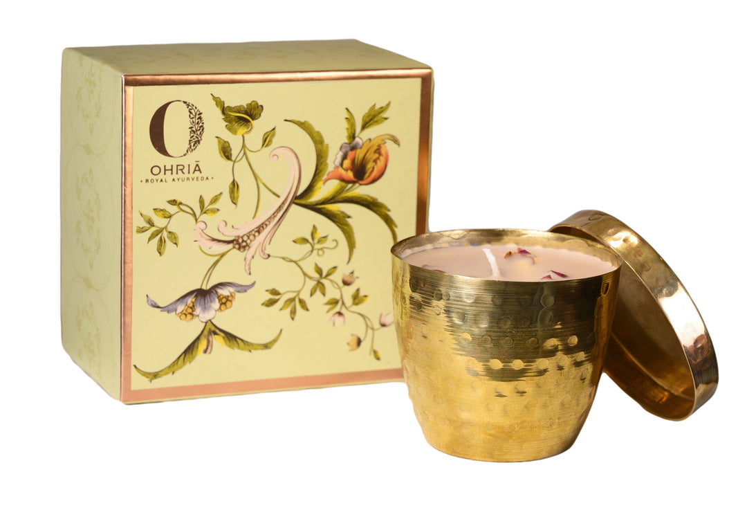 Rose & Oudh Luxury Copper/Brass Candle - OHRIA AYURVEDA